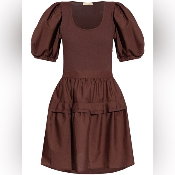 NWT Ulla Johnson Tilda Mixed Media Women’s Brown Minidress Small - Picture 2 of 8
